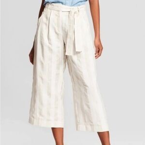 Who What Wear Linen Striped Crop Pants